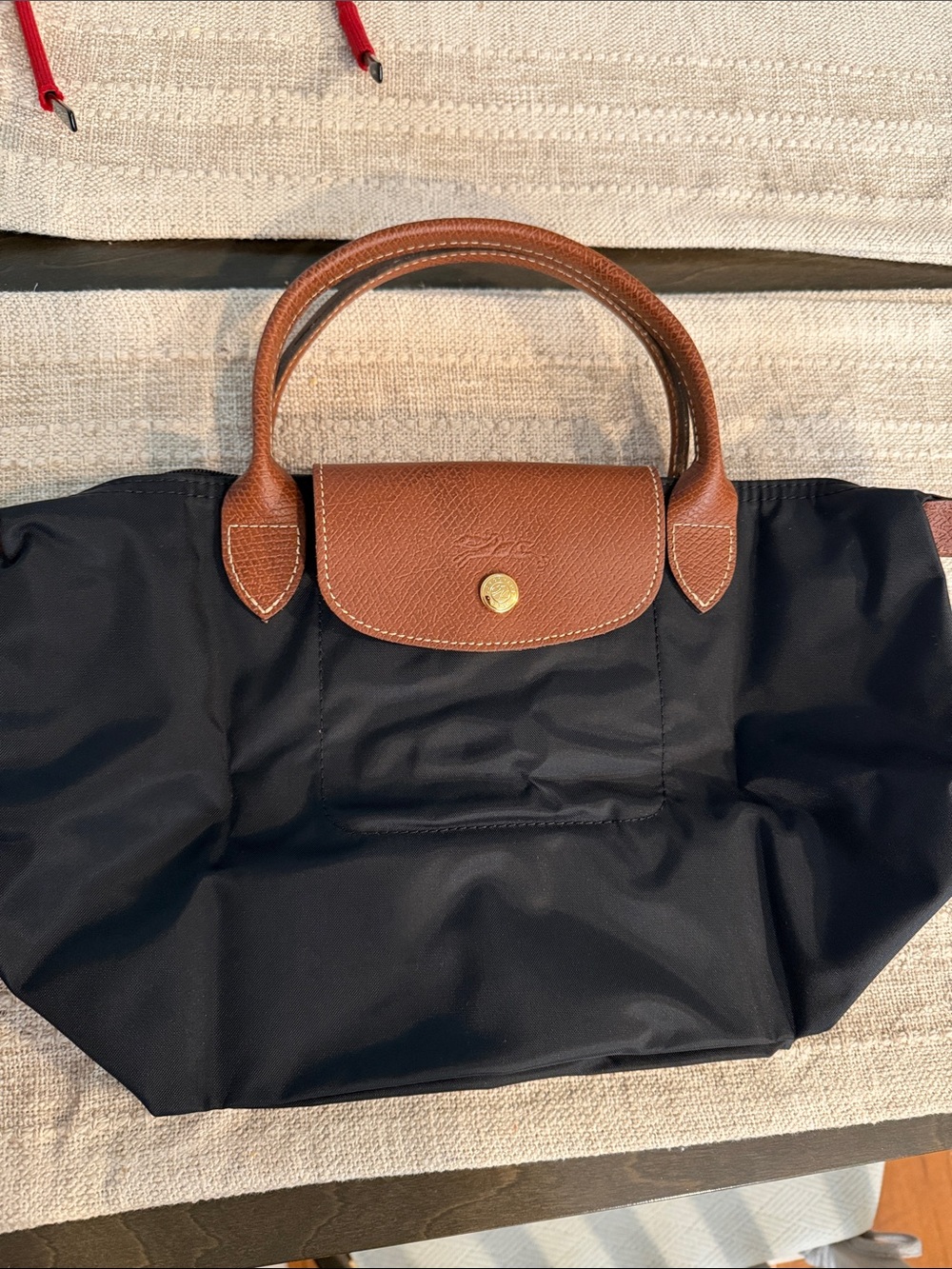 Longchamp Le Pliage Black and Brown Top-Handle Women’s Bag Small NWOT - Picture 5 of 10